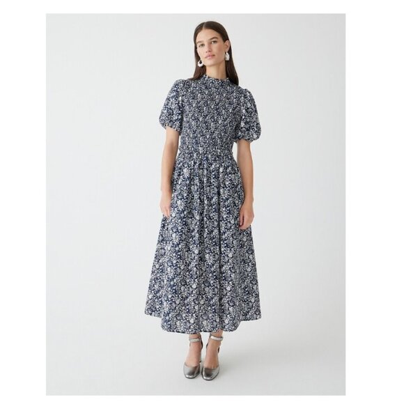 J. Crew in Liberty Summer Blooms Fabric Smocked Puff-Sleeve Dress - Picture 1 of 16